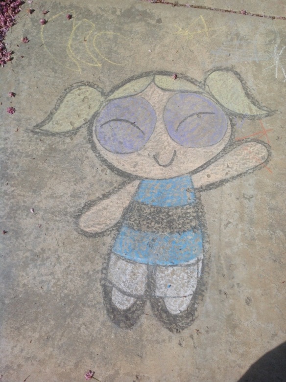 power puff girls chalk art